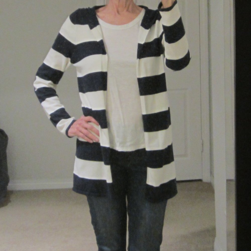Sweet Romeo Blue & White Striped Hooded Cardigan